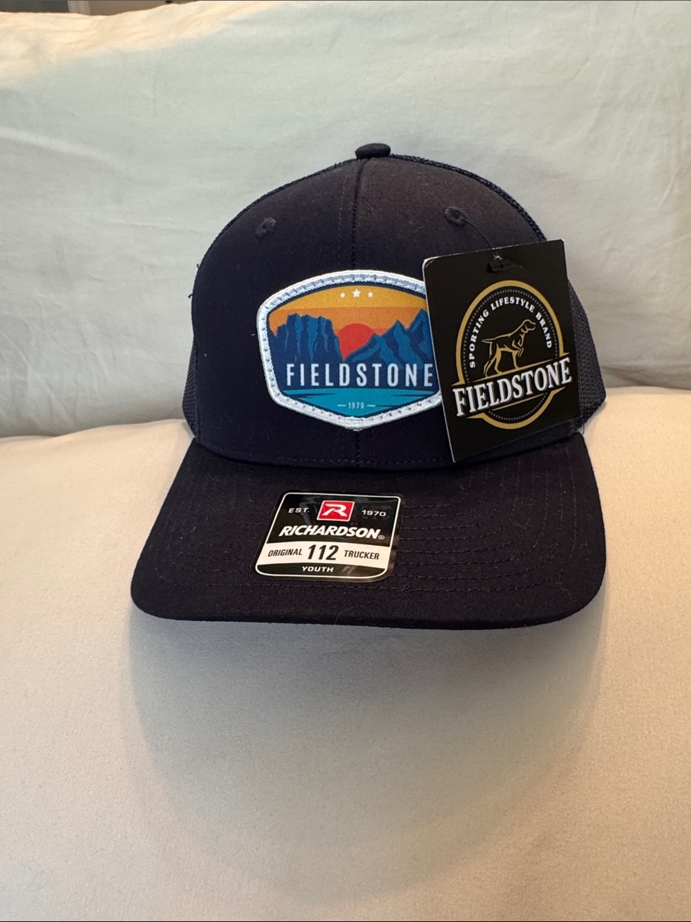 Fieldstone Youth Black Trucker Hat with Scenic Patch